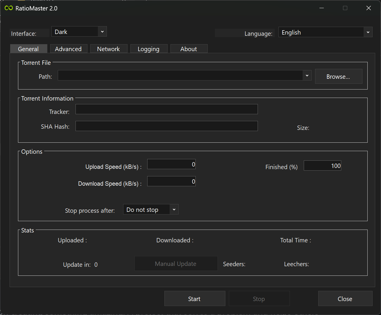 RatioMaster 2.0 application interface